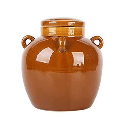 Traditional Rustic Ceramic Fermenter, 400ML Pickle Jar with Water Sealing Cap and Airlock Lid - size: 400ML
