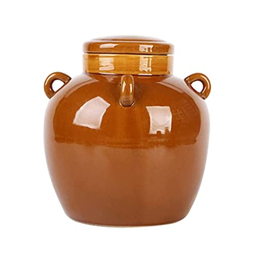 Traditional Rustic Ceramic Fermenter, 400ML Pickle Jar with Water Sealing Cap and Airlock Lid - size: 400ML