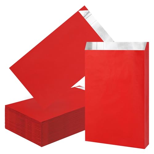 EUSOAR Hot Dog Foil Wrappers, 100pcs 4.7"x8.6"x1.6" Red Aluminum Foil Hamburger Sandwich Grease Food Storage Bags for Hot Food, Bakery Cookies, Treats, Snack, BBQ Take-out - color: Red, size: 4.7x8.6x1.6 Inch