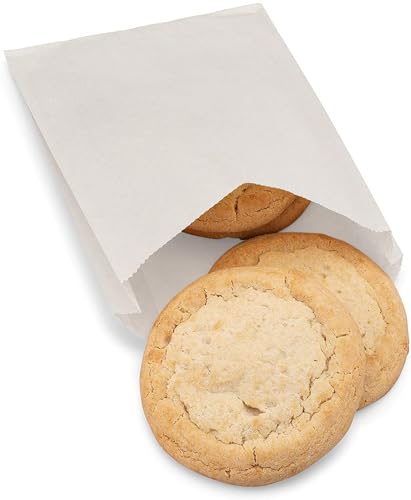 White Paper Sandwich Style Bags (200) 6"x 1"x 8" Dry Wax Grease Resistant Bags. Perfect for Sandwiches, Cookies, Pastries, Take Out, and Gifts - color: White