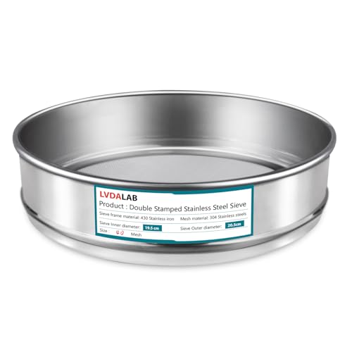304 Stainless Steel Mesh Lab Sieve, 40 Mesh (0.45mm) Aperture Test Sieve, 7.9Inch(20cm) Diameter Economy Standard Analysis Sample Test Sieves for Industrial Laboratory Homes - size: 40Mesh(0.45mm)/Ф7.9in