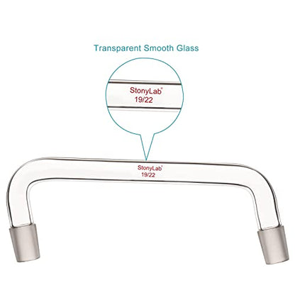 stonylab Glass Distilling Adapter, Borosilicate Glass 75 Degree and 105 Degree Bent Chemistry Adapter with 19/22 Standard Taper Inner Joints, 150 mm Length - size: 19/22 Joint