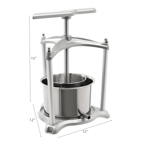 Fruit Wine Press 0.7 Gallon Stainless Steel Fruit Wine Press 100% Nature Juice Making Manual Juice Maker Apple Grape Berry Vegetables Crusher Olive Oil Cider Wine Making Press Machine - color: 0.7 Gallon