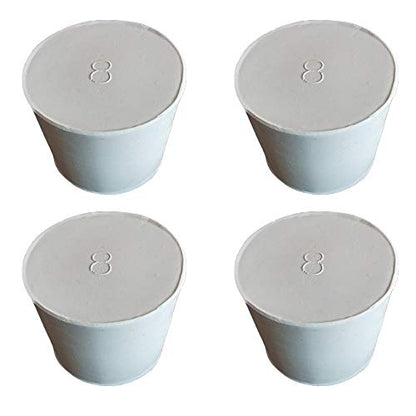 Lab Rubber Stoppers 33mm to 42mm,White Rubber Stoppers Size 8 are Used for Sealing Balloon Bottles、Conical Flask Etc (4, 8#) - size: 8#