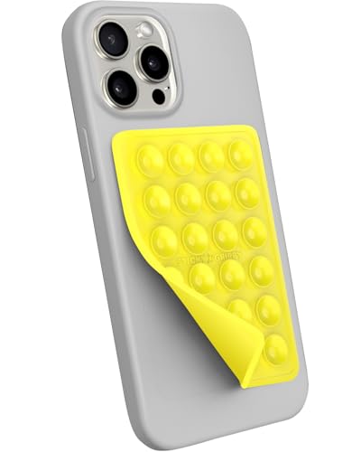 StickyGrippy Suction Phone Case Mount, Sillicon Adhesive Phone Accessory for iPhone and Android, Hands-Free Strong Grip Mirror Shower Phone Holder, Tiktok Videos and Selfies (Yellow) - color: Yellow