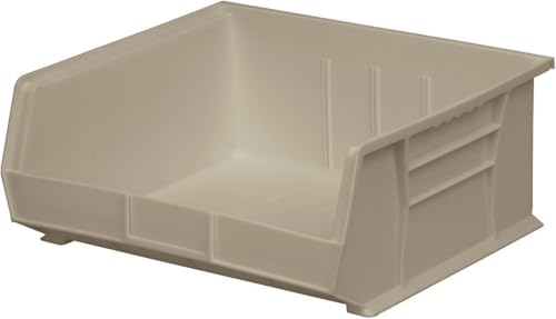 Akro-Mils 30255 AkroBins Plastic Storage Bins, Space-Saving Stackable Bins for Garage, Pantry, Craft Organization, 11" x 16" x 5", Stone, 6-Pack - color: Stone