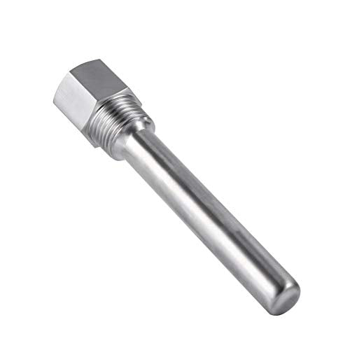 Stainless Steel Thermowell 1/2" NPT Threads, 120mm Thermopocket for Fast Ferment Thermometer Stainless Steel Thermometer, FasterFerment Accessories