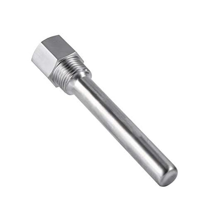 Stainless Steel Thermowell 1/2" NPT Threads, 120mm Thermopocket for Fast Ferment Thermometer Stainless Steel Thermometer, FasterFerment Accessories
