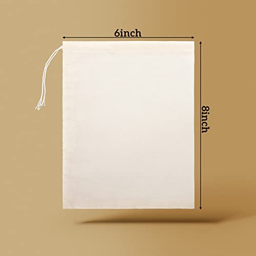 Boao 50 Pcs Cheese Cloth Tea Bags 6 x 8 inch for Straining Reusable Tea Filter Loose Empty Soup Spice Bags for Cooking Cold Brew Coffee Muslin Strainer