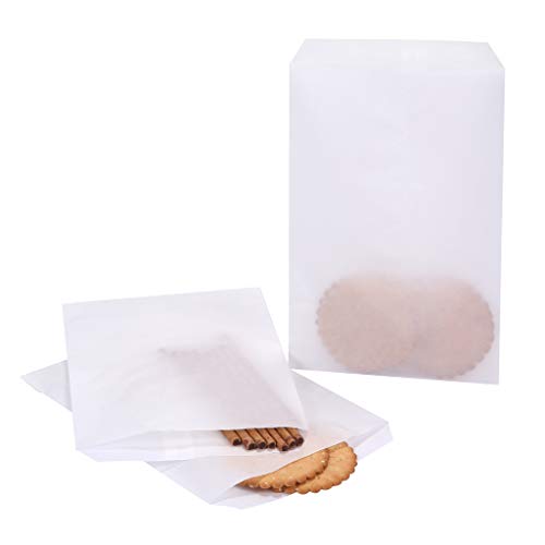 Quotidian White Flat Large Waxed Glassine Paper Sandwich Bags 6" x 9" (15 x 22.8cm) Pack of 100 - Grocery Snacks Popcorn Sandwiches Business - size: 6x9 Inch