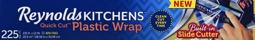 Reynolds Plastic Wrap, 225 Square Feet | Quick Cut | Pack of 2 - size: 225 Sq Ft (Pack of 2), style: Plastic Wrap - 225 Sq Ft