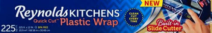 Reynolds Plastic Wrap, 225 Square Feet | Quick Cut | Pack of 2 - size: 225 Sq Ft (Pack of 2), style: Plastic Wrap - 225 Sq Ft