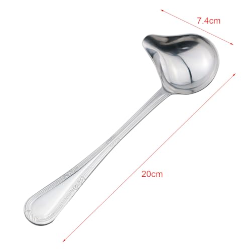 TAODAN Length 7.87 Inch Stainless Steel Gravy Ladle with Pouring Spout Hot Pot Cooking Spoon Home Kitchen Oil Spoon for Scooping Up Gravy and Sauces