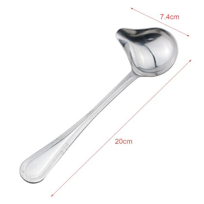 TAODAN Length 7.87 Inch Stainless Steel Gravy Ladle with Pouring Spout Hot Pot Cooking Spoon Home Kitchen Oil Spoon for Scooping Up Gravy and Sauces