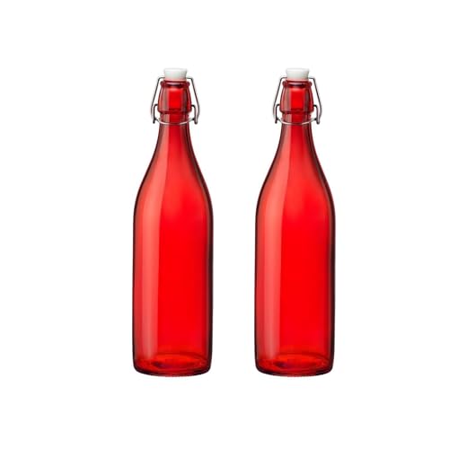 Bormioli Rocco Giara Bottle 33.75 Oz - Red, Set of 2 - color: Red