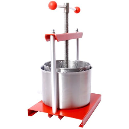 LifeSky Manual Fruit Press 0.53 Gallon: Stainless Steel Barrel Press Machine for Wine Making - T-Handle Manual Juice Press for Home Brewing & Fruit Extraction