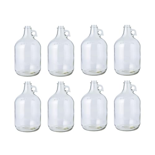 Fastrack 8-Pack 1 Gallon Glass Jug (128 oz) WITHOUT CAPS – Multipurpose 1 Gallon Jug, & Detergent Dispenser for Laundry, Glass jug for Liquids, Water & Juice