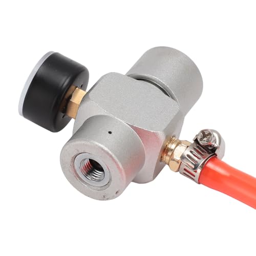Stainless Steel Mini Keg CO2 Pressure Regulator with Pressure Gauge and 1m Red Hose for Beer Coffee Soda Homebrew Dispensing