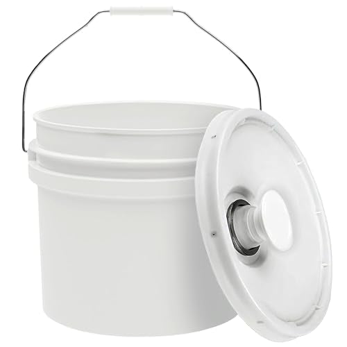3.5-Gallon White Bucket Pail with Spout Lid, Metal Handles with Plastic Grip for Easy Carrying, Easy Stack and Store, Heavy-Duty Extra Durable, Food Grade, BPA Free - 1 Pack - color: 1 Pack, size: 3.5 Gallon