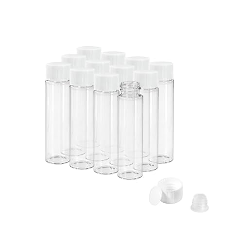 20ml Clear Glass Vials with Screw Caps and Plastic Stoppers, Small Liquid Sample Vial, Leak-Proof Vial, 12PCS(White Cap) - color: CLEAR, size: 20ml