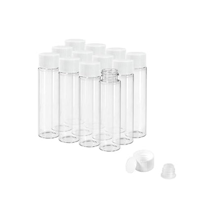 20ml Clear Glass Vials with Screw Caps and Plastic Stoppers, Small Liquid Sample Vial, Leak-Proof Vial, 12PCS(White Cap) - color: CLEAR, size: 20ml
