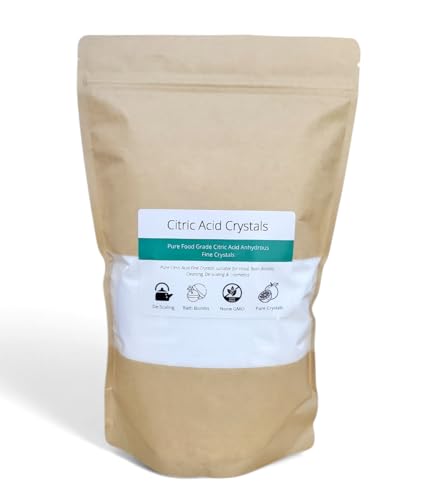 Citric Acid 1.3kg 100% Pure Food Grade – 100% Anhydrous Citric Acid Fine Crystals | Natural Sour Powder for Food, Cleaning, Descaling, Preservation & DIY Projects | Handy Re-Sealable Pouch