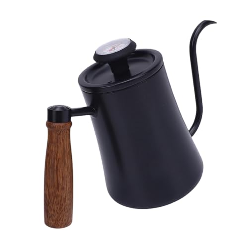 Aramox Pour Over Kettle, 600ML Stainless Steel Coffee Pot with Thermometer, Precision Control for Home Barista and Tea Lovers (Black) - color: Black