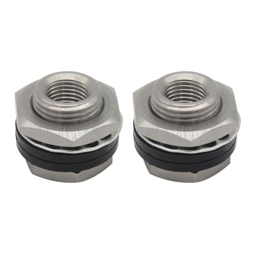 Stainless Steel Bulkhead Fitting 1/4" NPT Female Bulked Coupler Thru-bulk Tank Fitting Connector (pack of 2) - size: 1/4" NPT Female to 1" Length