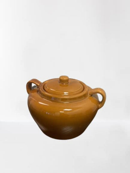 Fox Run 0350 Stoneware Bean Pot, 9.75", Brown | Bake & Serve Baked Beans, Stews, Chili & More | Scratch & Stain Resistant | Beautiful Earthenware | Large 3.5 Quart Capacity