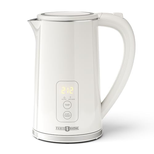 Electric Kettle Temperature Control, 1.7L Large Electric Tea Kettle, 4H Keep Warm Hot Water Boiler with 6 Presets, LED Screen Electric Kettles for Boiling Water, Boil-Dry Protection, BPA Free - color: Ivory, size: 1.8 Quarts
