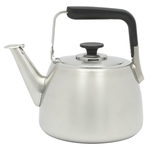 Sur La Table Kitchen Essentials 1.9-Quart Heavy Gauge Brushed Stainless Steel Whistling Tea Kettle – Durable Stovetop Kettle - color: Brushed Stainless, size: 1.9 Quarts
