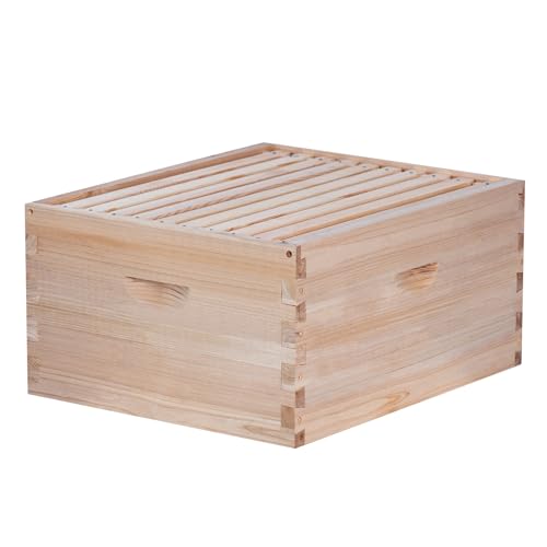 BeeCastle 10 Frame Deep Brood Bee Hive Box, Langstroth Honey Bee Hive Include Beehive Frames and Waxed Foundations (Unassembled) - size: 10 Frame