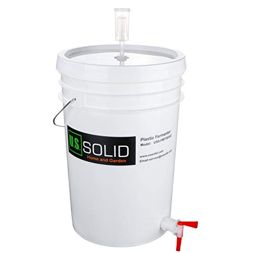 U.S. Solid Plastic Fermenter - 6.5 Gallon Food-Grade Fermenting Bucket Homebrewing Fermentor with Spigot and Airlock BPA Free - size: 6.5 gallon(1-PACK)