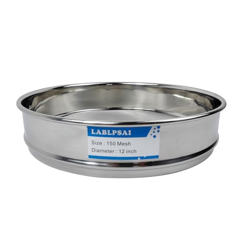 150 Mesh Lab Sieves 12" Diameter 304 Stainless Steel Wire Cloth Test Sieve for Industrial Laboratory Home - size: 150 mesh