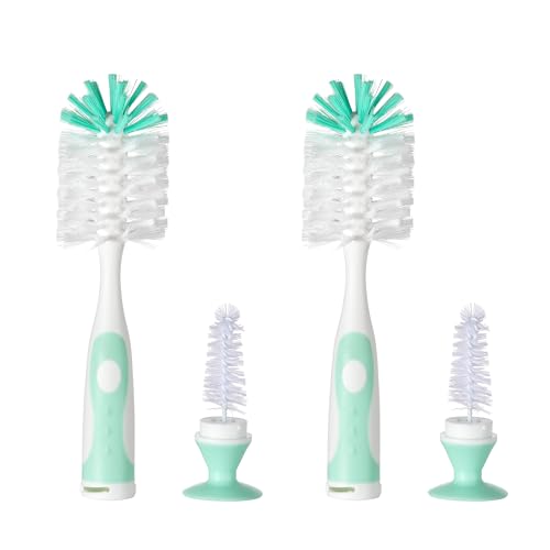 Chemimoso Multifunctional Cleaning Brush, Baby Bottle Brush, Bottle Brush Cleaner, Rotate The Suction Cup to Obtain The Small Bristle Brushes, Set Z, Green, Nylon and Nylon Brush - color: Green 2