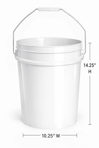 MKS Plastics 5-Gallon Bucket with Airtight Lid – Made in USA, Food Grade BPA Free Plastic, Heavy Duty Multi-Use, Metal Handle with Grip, Stackable Storage – White, 1 Pack - color: 5 Gallon - White, size: 1