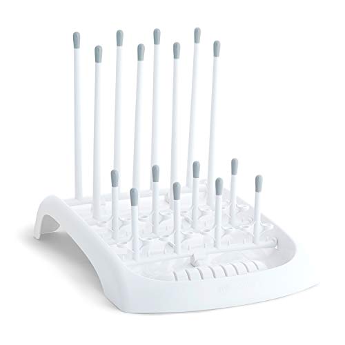 Munchkin Fold Baby Bottle Drying Rack - Compact Design Folds Flat for Easy Storage, White/Grey - size: 1 Count (Pack of 1), style: Drying Rack