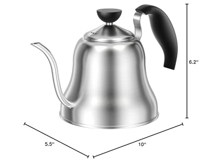 Gooseneck Kettle， Pour Over Coffee Tea Pot, Small 28oz, Brushed | Food Grade Stainless Steel, Precise Gooseneck Spout, for Camping, Home & Kitchen, Induction & Gas Applicable - style: Brushed Silver