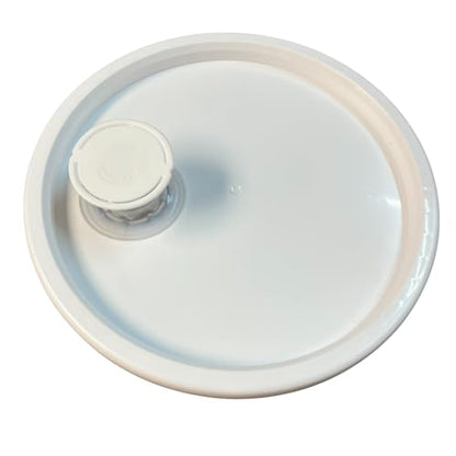 5 Gallon White Bucket with Pour Spout Lid - 90 Mil Food Grade Plastic Pail, BPA Free, Airtight Seal, Rubber Seal for Storage (1)