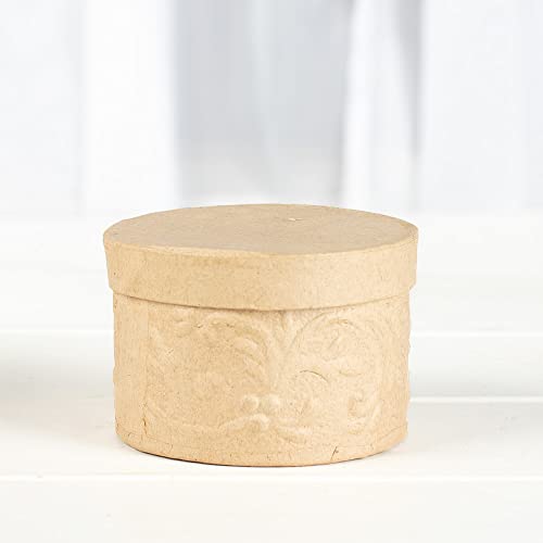 Pack of 12 Paper Mache Round Embossed Boxes by Factory Direct Craft - Round Papier Mache Embossed Boxes with Lids. Use as a Jewelry Box or Small Gift Box. - color: 12 Embossed Round Boxes