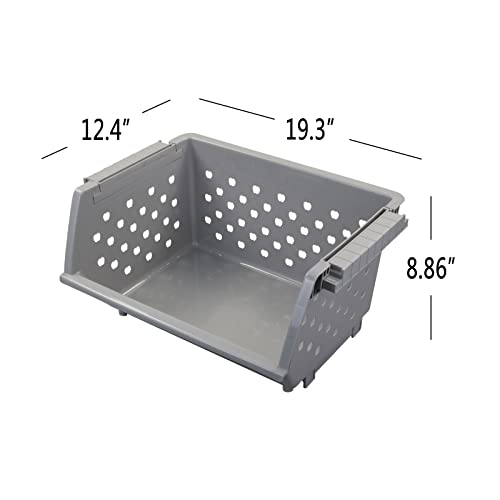 3-Pack Plastic Stacking Organizer Basket, Kitchen Stackable Storage Baskets