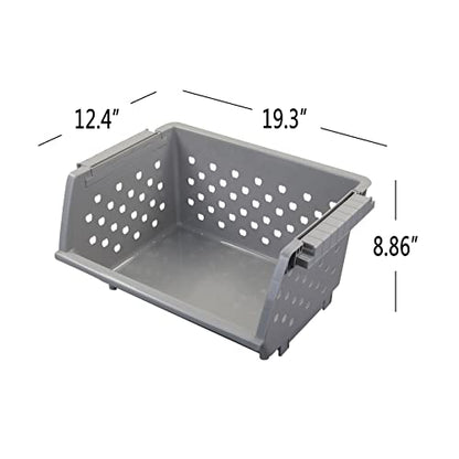 3-Pack Plastic Stacking Organizer Basket, Kitchen Stackable Storage Baskets