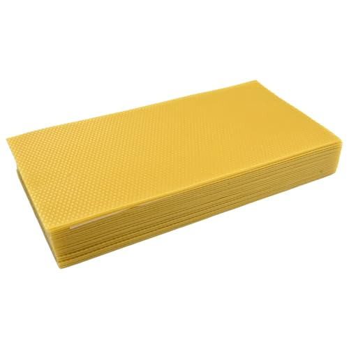 20 Pack Waxed Coated Foundation Sheets for Beekeeping, 16.65 X 5.51 Inch Beeswax Foundation Sheets, Plastic Bee Hive Foundation Sheet (20, Yellow)