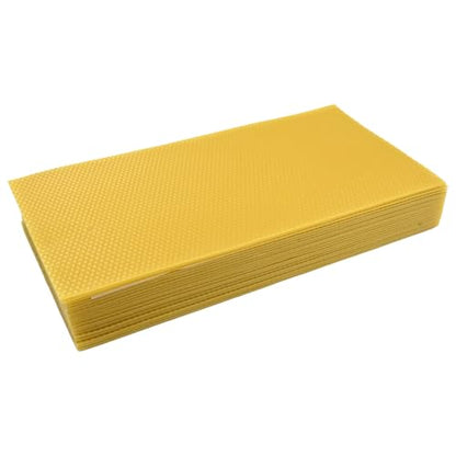 20 Pack Waxed Coated Foundation Sheets for Beekeeping, 16.65 X 5.51 Inch Beeswax Foundation Sheets, Plastic Bee Hive Foundation Sheet (20, Yellow)
