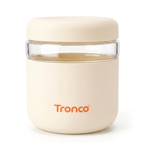 Tronco 32 oz Glass Food Storage & Lunch Bowl Containers with Airtight Lids | Leak & Spill Proof Meal Prep Container with Silicone Sleeve, Microwave & Dishwasher Safe, Soup & Stew, Office Lunch,BPA-Free - color: Cream, size: 32 OZ