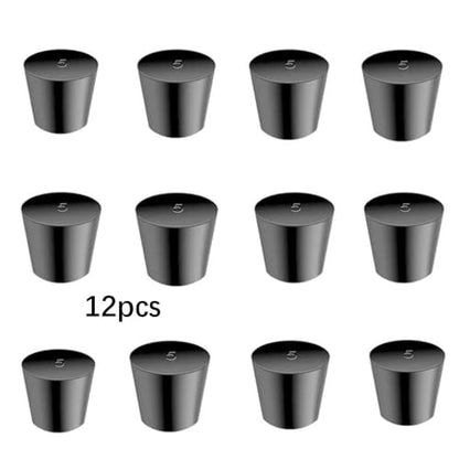 Laboratory Grade Rubber Stoppers, 12 Pieces Assorted Tapered Bungs Set, 5# Solid Black Round Rubbers Hole Plugs - size: 12pcs 5#