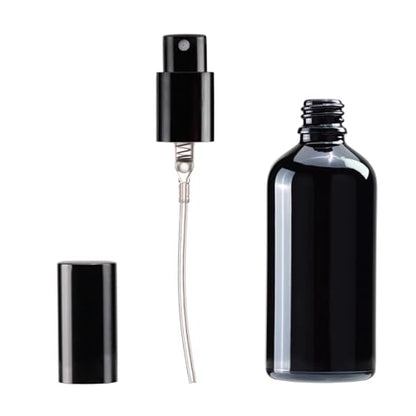 YIZHAO Black Glass Spray Bottles 4oz, with Small Fine Mist Spray, Metal Cap, Refillable for Essential Oil,Travel,Cleaning,Perfume,Aromatherapy,Makeup – 4 Pcs - color: Black, size: 100ml-4