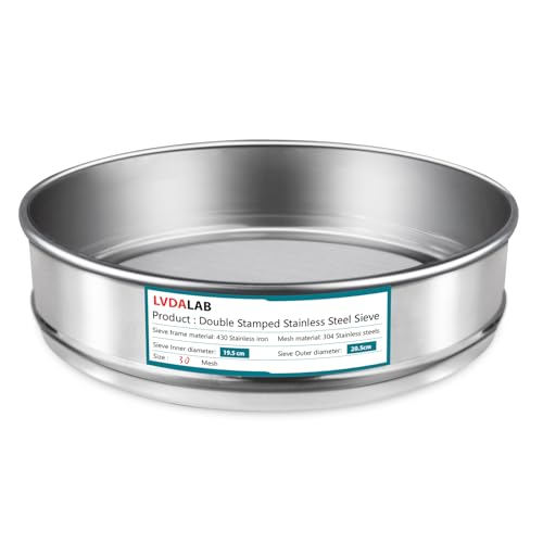 304 Stainless Steel Mesh Lab Sieve, 30 Mesh (0.6mm) Aperture Test Sieve, 7.9Inch(20cm) Diameter Economy Standard Analysis Sample Test Sieves for Industrial Laboratory Homes - size: 30Mesh(0.6mm)/Ф7.9in