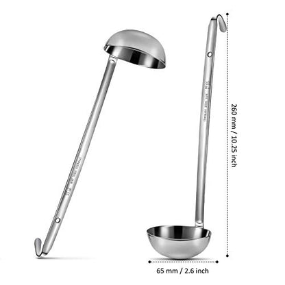 meekoo Stainless Steel Ladle Soup Handle Ladle with Pouring Rim for Kitchen Cooking Soup Sauce - size: 3 oz