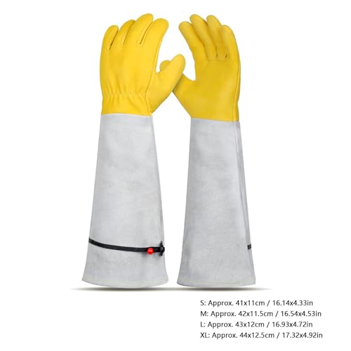 Brrnoo 2pcs Goatskin Leather Thorn Proof Forearm Gloves Thorn Arm Protection Gloves Protective Long Sleeve with Elastic Wrist Strap (S)
